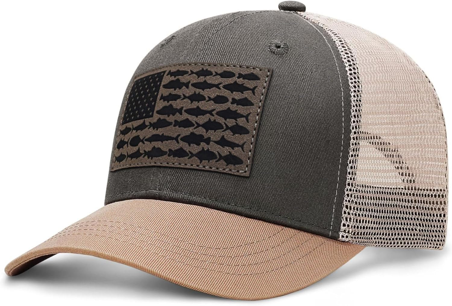 American Fish Flag Trucker Hats - Fishing Gifts for Men - Outdoor Snapback Fishing Hats Perfect for Camping and Daily Use