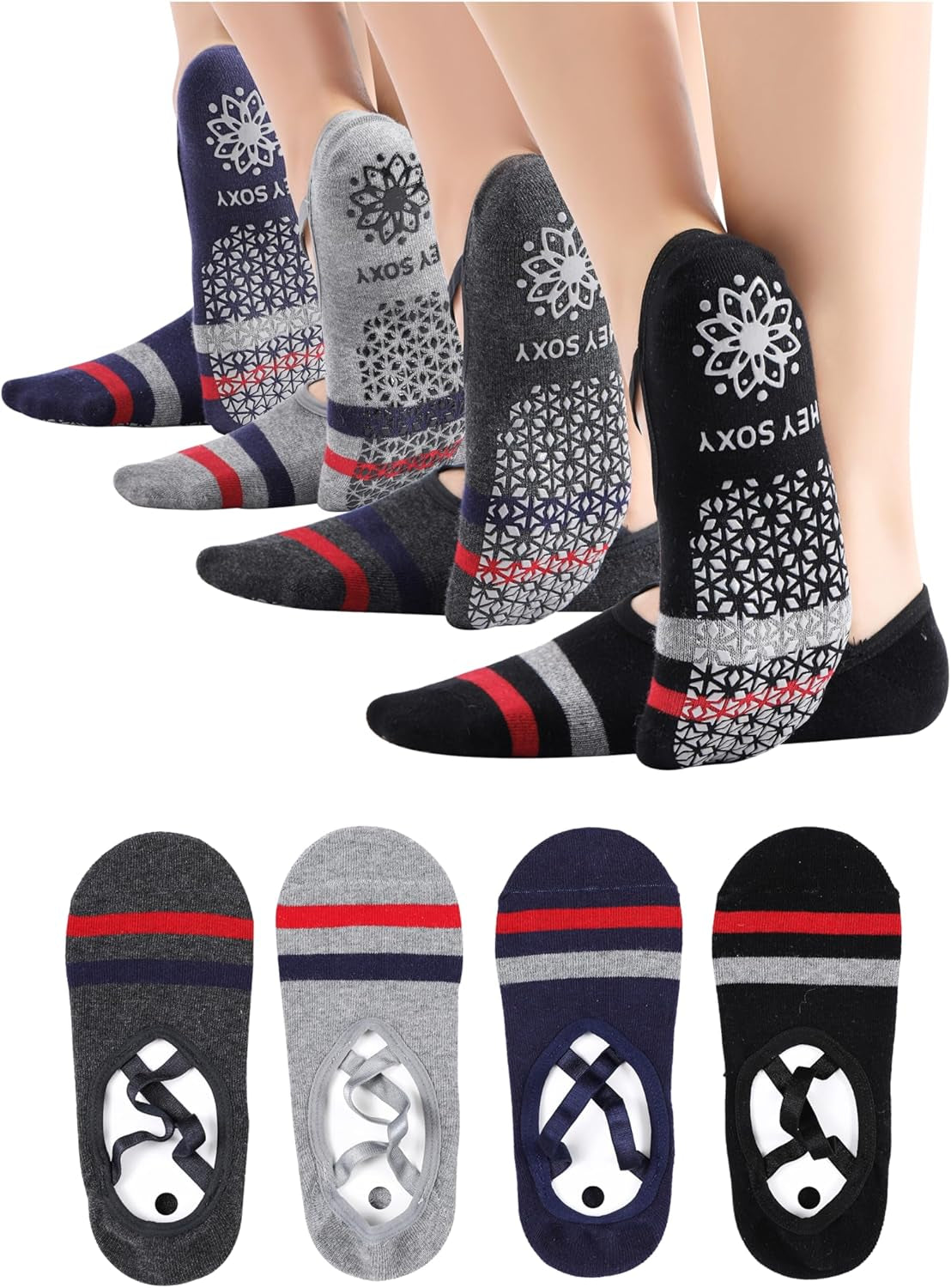 Non-Slip Socks Yoga Barre Pilates Hospital Maternity Sock W/Grips for Women Men