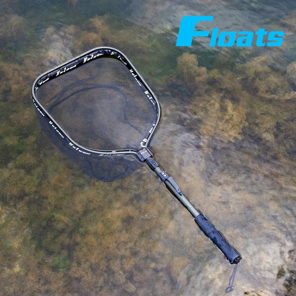 YVLEEN Floating Fishing Net - Folding Fishing Landing Net with Rubber Coating Mesh for Easy Fish Catch and Release, Fishing Net for Freshwater and Saltwater