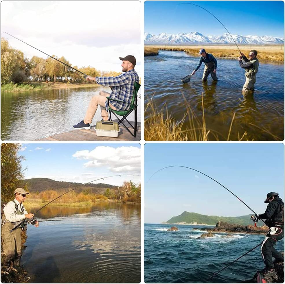 Flygong Fishing Rod Spinning Reel Combo Set Comfortable Grip Long Cast Glass Telescopic Fishing Pole Freshwater Saltwater Fishing Tools