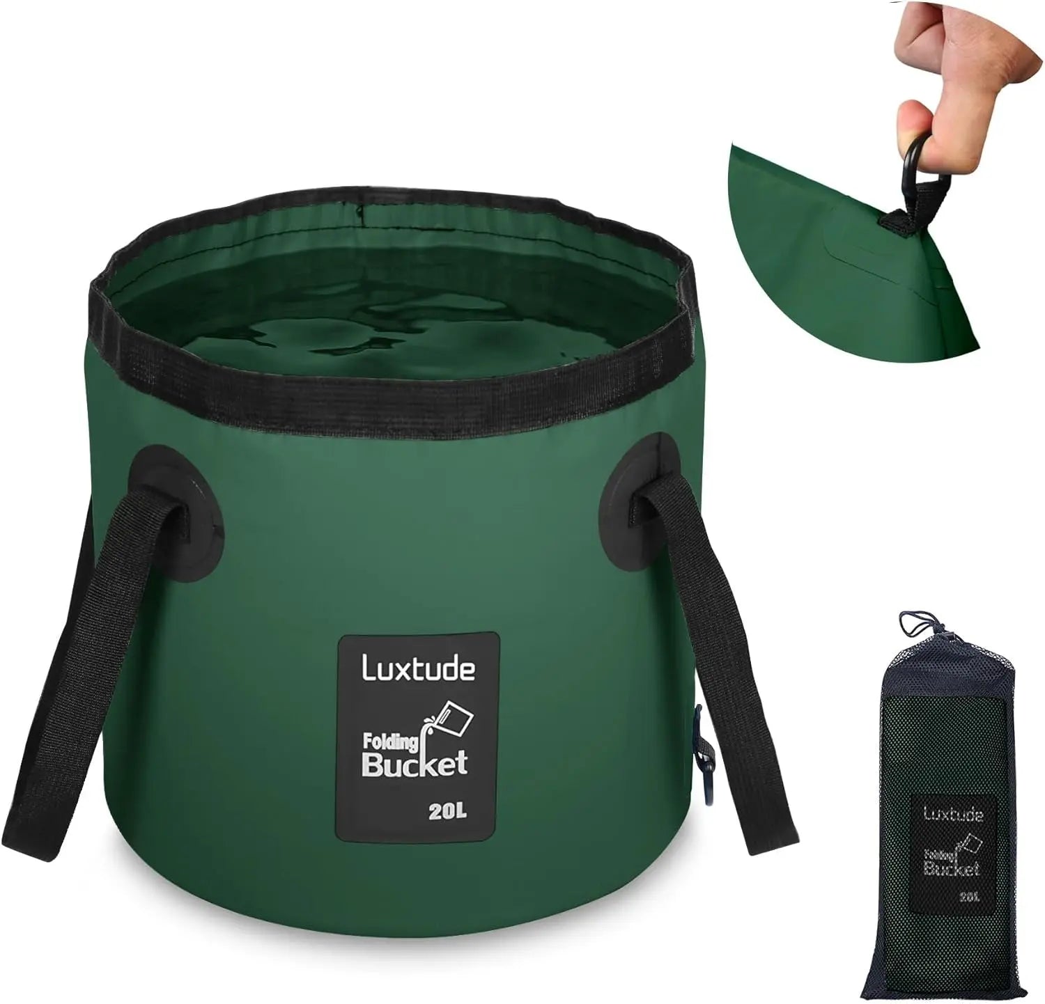 Luxtude Collapsible Bucket with Handle, 5 Gallon(20L), Portable & Ultra Lightweight Outdoor Basin Bucket, Folding Bucket for Fishing, Camping, Hiking