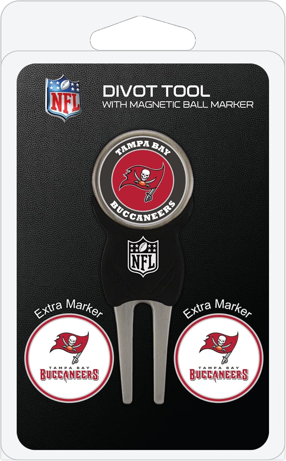 Team Golf NFL Divot Tool with 3 Golf Ball Markers Pack, Markers Are Removable Magnetic Double-Sided Enamel