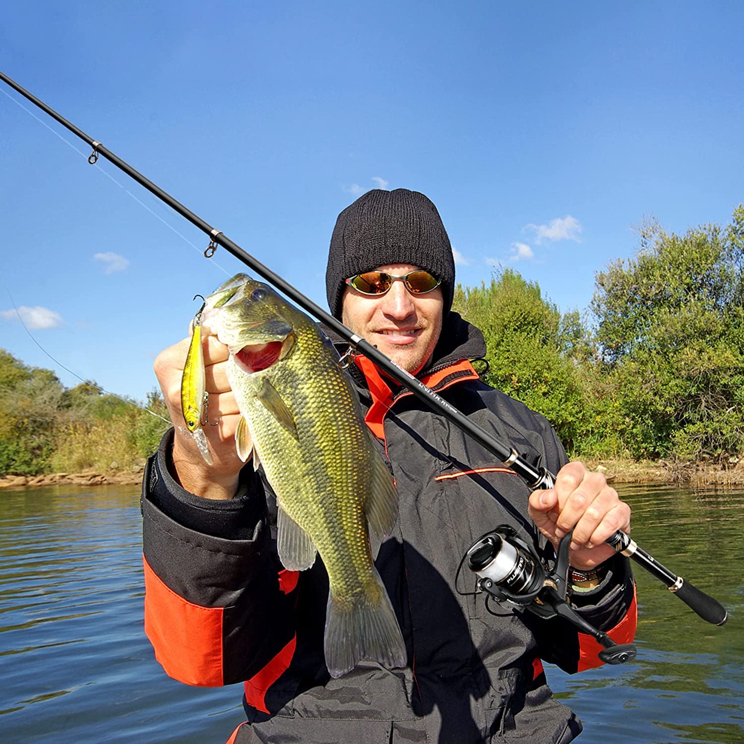 PLUSINNO Fishing Rod and Reel Combos Carbon Fiber Telescopic Fishing Pole with Spinning Reels Sea Saltwater Freshwater Kit Fishing Rod Kit