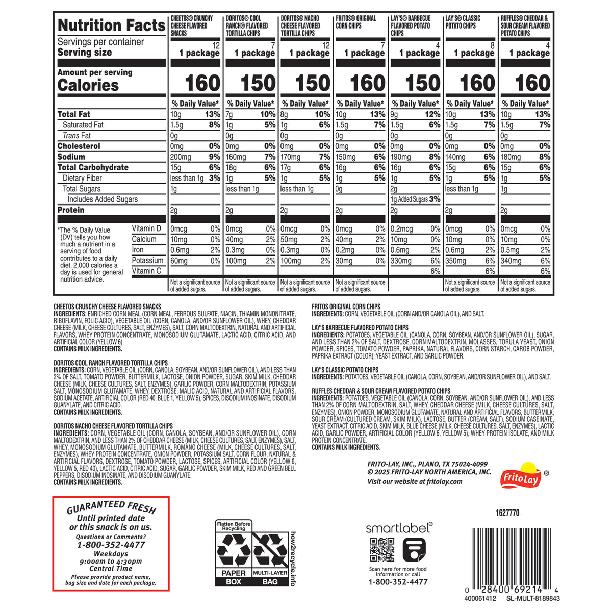 Frito Lay Classic Mix, 1 Oz, Variety Pack, 54-Count