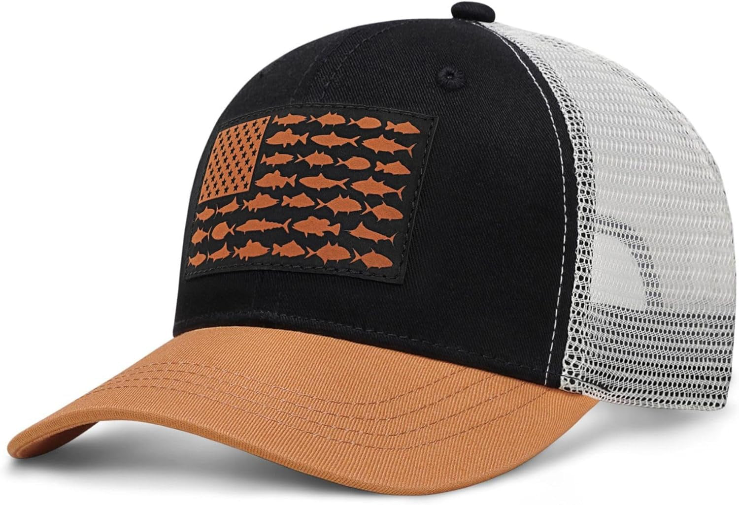 American Fish Flag Trucker Hats - Fishing Gifts for Men - Outdoor Snapback Fishing Hats Perfect for Camping and Daily Use