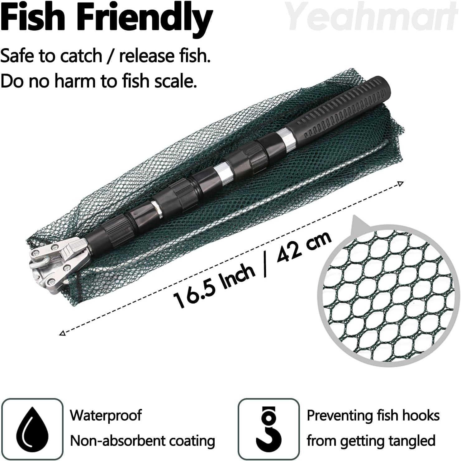 Fishing Net Minnow Nets with Aluminum Collapsible Telescopic Fishing Pole Handle
