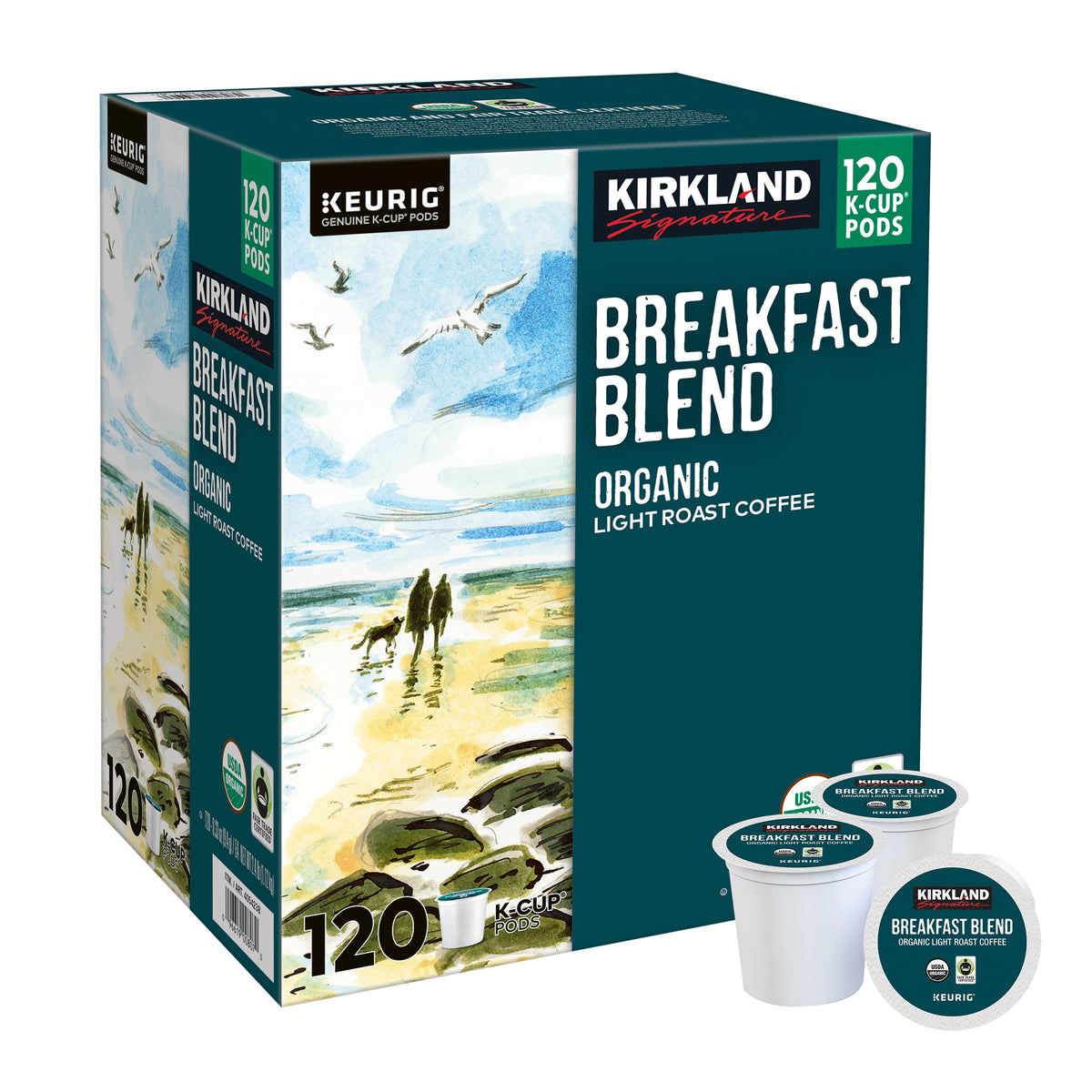 Kirkland Signature Coffee Organic Breakfast Blend K-Cup Pod, 120-Count