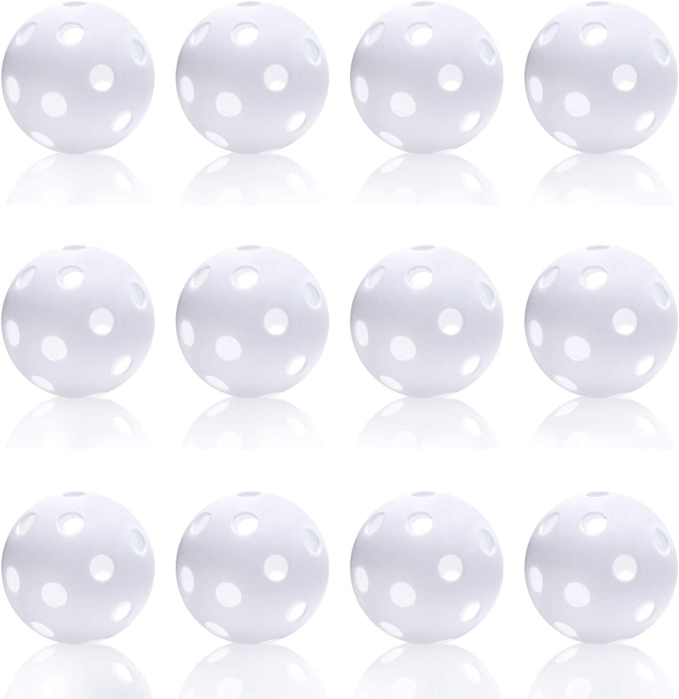 Anteer 12 Pack Plastic Baseball Practice Baseballs for Hitting, Indoor Outdoor Lightweight Balls Baseball Batting Training