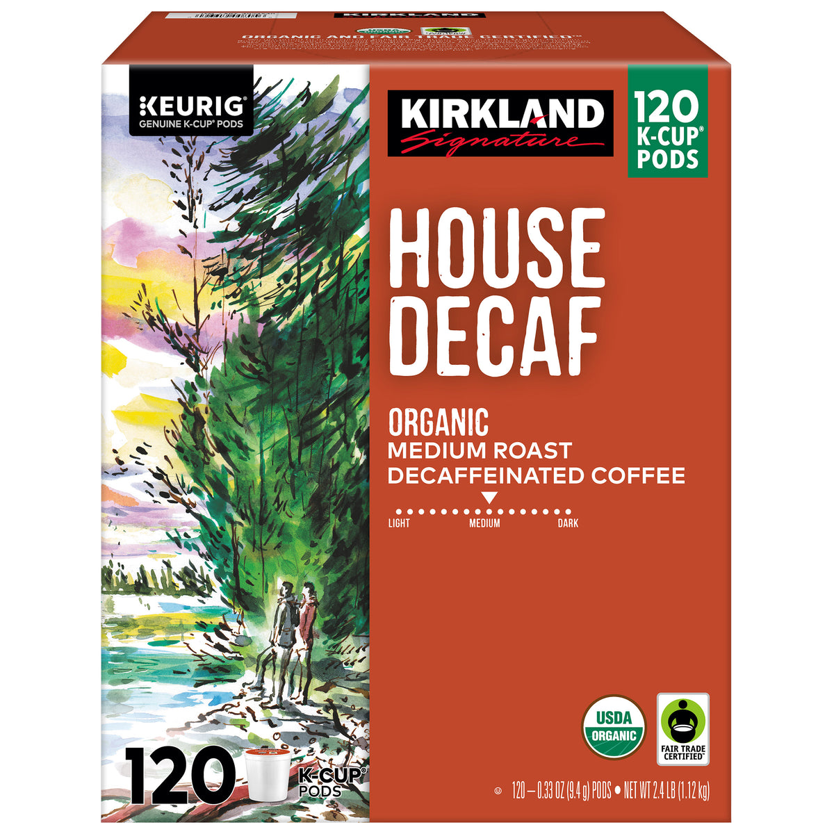 Kirkland Signature Coffee Organic House Decaf K-Cup Pod, 120-Count