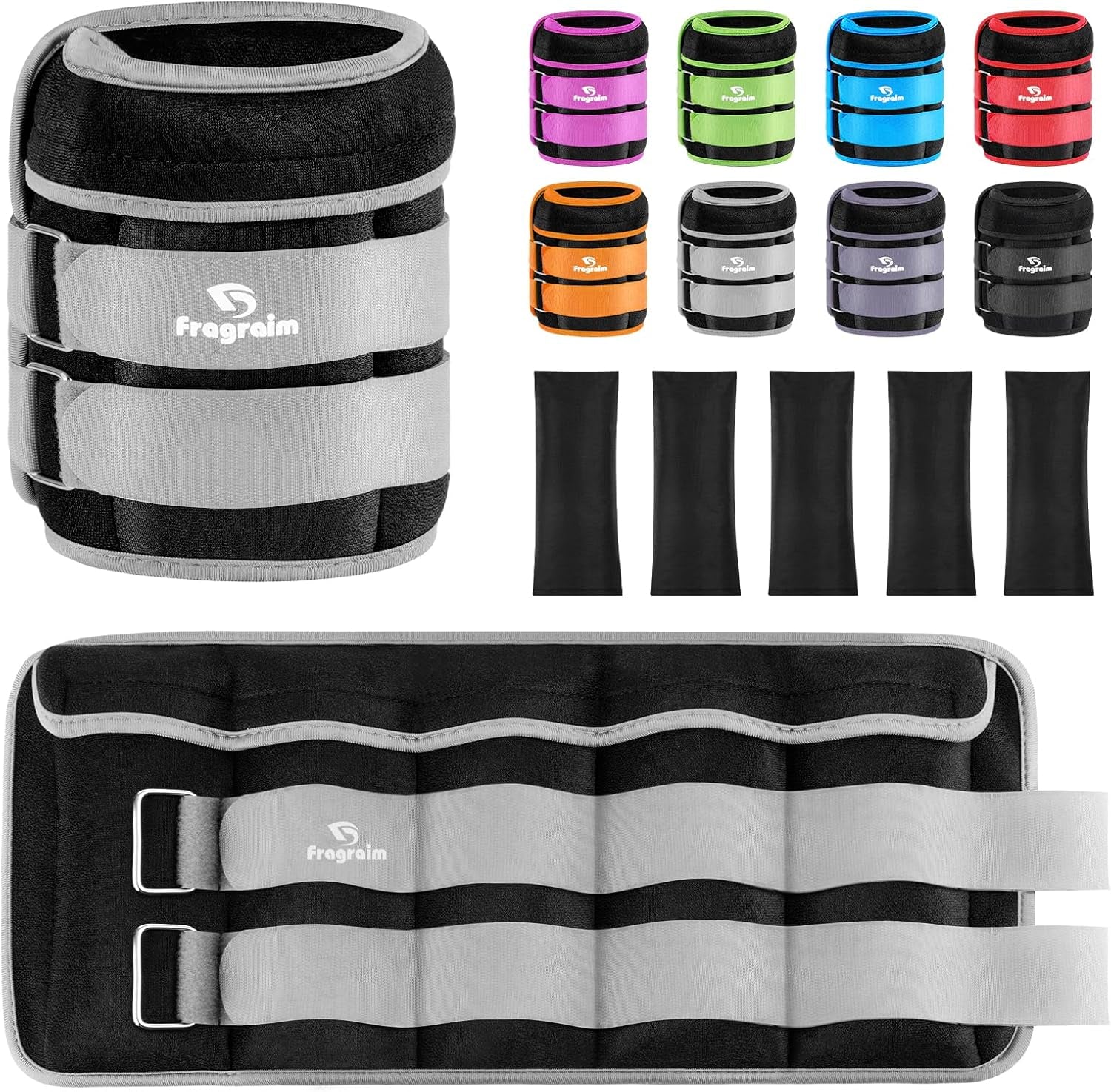 Fragraim Adjustable Ankle Weights 1-3/4/5/6/8/10/12/15/20 LBS Pair with Removable Weight for Jogging, Gymnastics, Aerobics, Physical Therapy