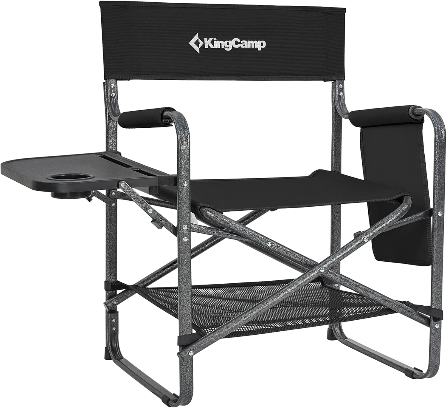 Kingcamp Heavy Duty Camping Director Chair, Folding with Side Table & Storage, Red