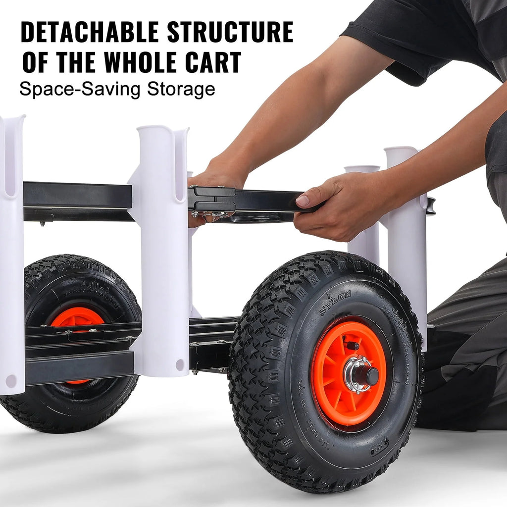 Beach Fishing Cart Fishing Trolley 200 Lbs with Balloon Tires for Sand