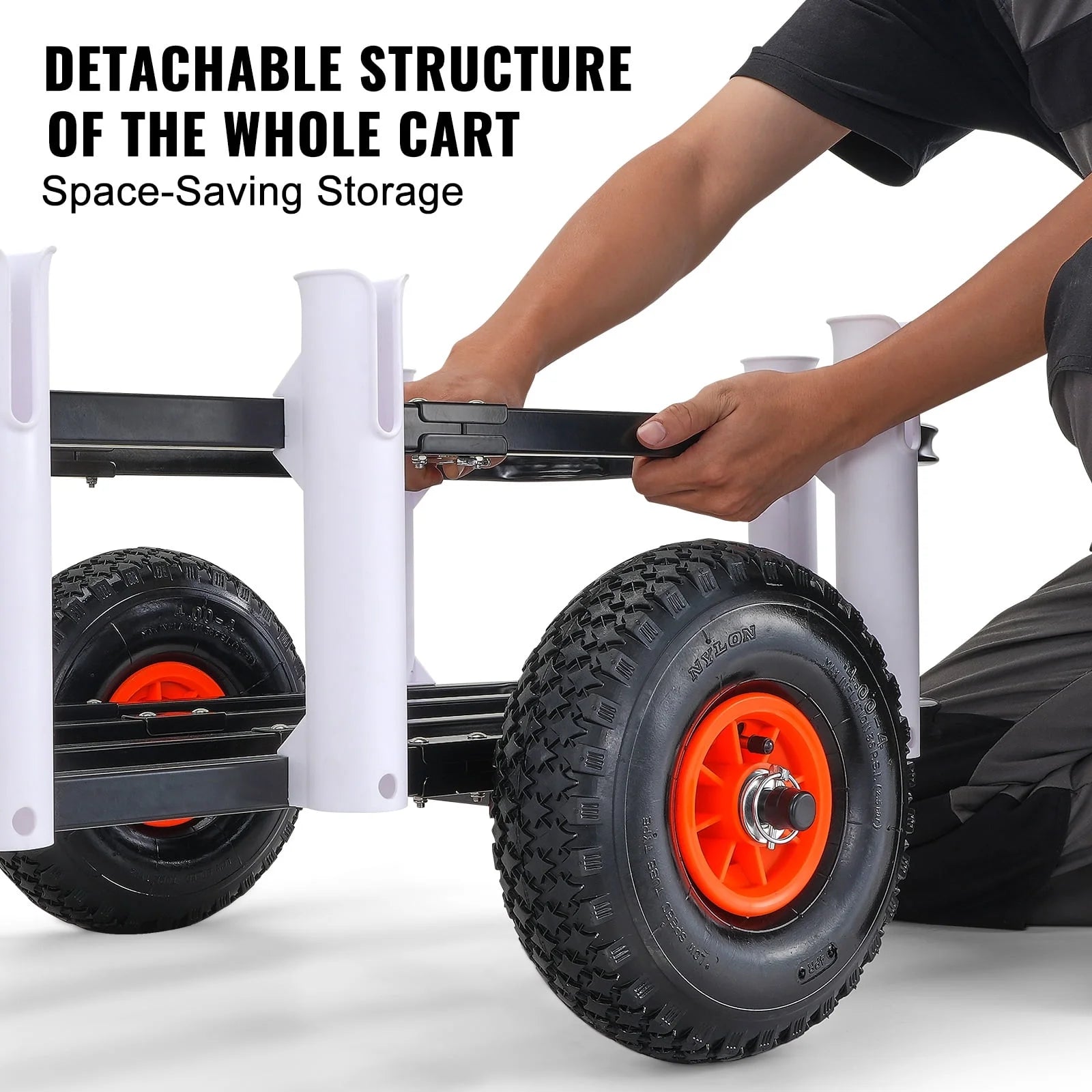 Beach Fishing Cart Fishing Trolley 200 Lbs with Balloon Tires for Sand