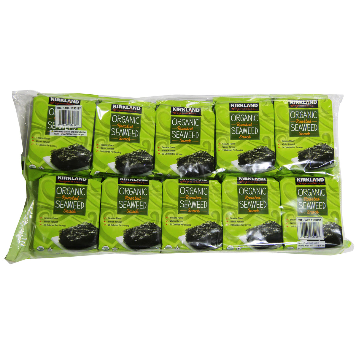 Kirkland Signature Organic Roasted Seaweed, 0.6 Oz, 10-Count