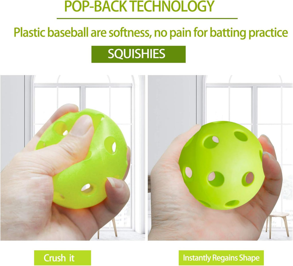Anteer 12 Pack Plastic Baseball Practice Baseballs for Hitting, Indoor Outdoor Lightweight Balls Baseball Batting Training