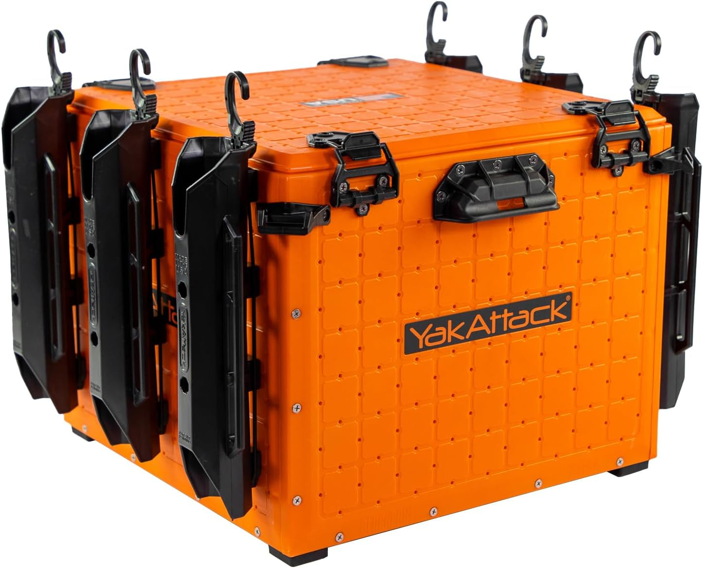 Yakattack Blackpak Pro 13" X 13" Fishing Crate with 3 Rod Holders - Battleship Grey | Compact Tackle Storage Box & Gear Organizer for Kayaks | Lightweight, Durable & Customizable Marine Accessory