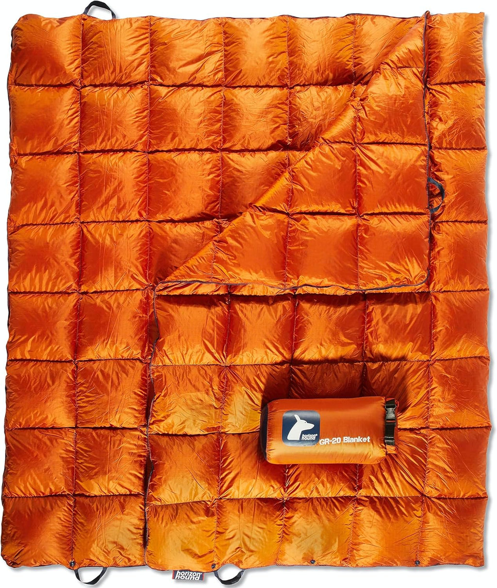 Horizon Hound down Camping Blanket - Outdoor Travel Quilt | Sustainable, Insulated, Lightweight & Warm Gear for Sleep, Camping, Stadium, Hiking & Festivals | Water Resistant, Packable & Compact