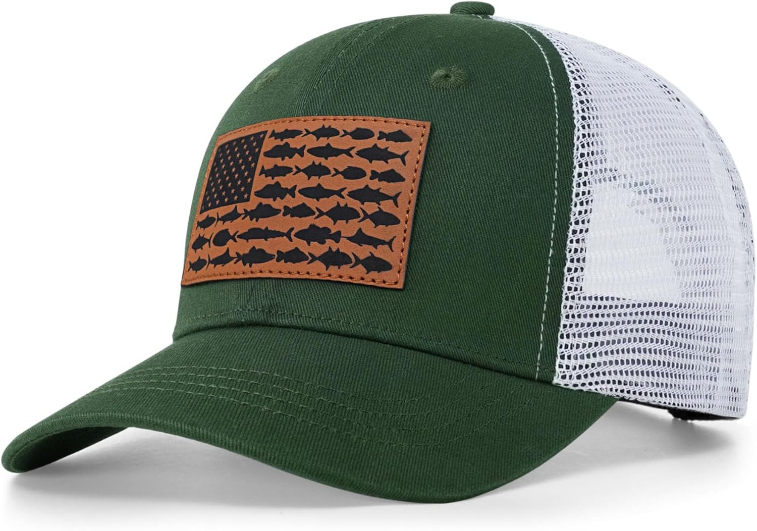 American Fish Flag Trucker Hats - Fishing Gifts for Men - Outdoor Snapback Fishing Hats Perfect for Camping and Daily Use