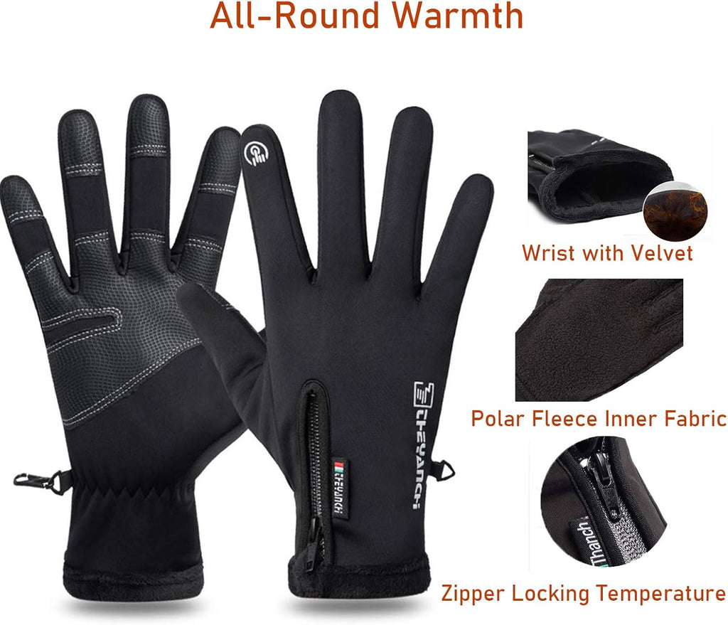 Winter Fishing Gloves for Men Women, Windproof, Water Repellent, Anti-Slip Workout Gloves, Touchscreen Cold Weather Driving Gloves for Motorcycle, Running, Cycling, Skiing, Hunting