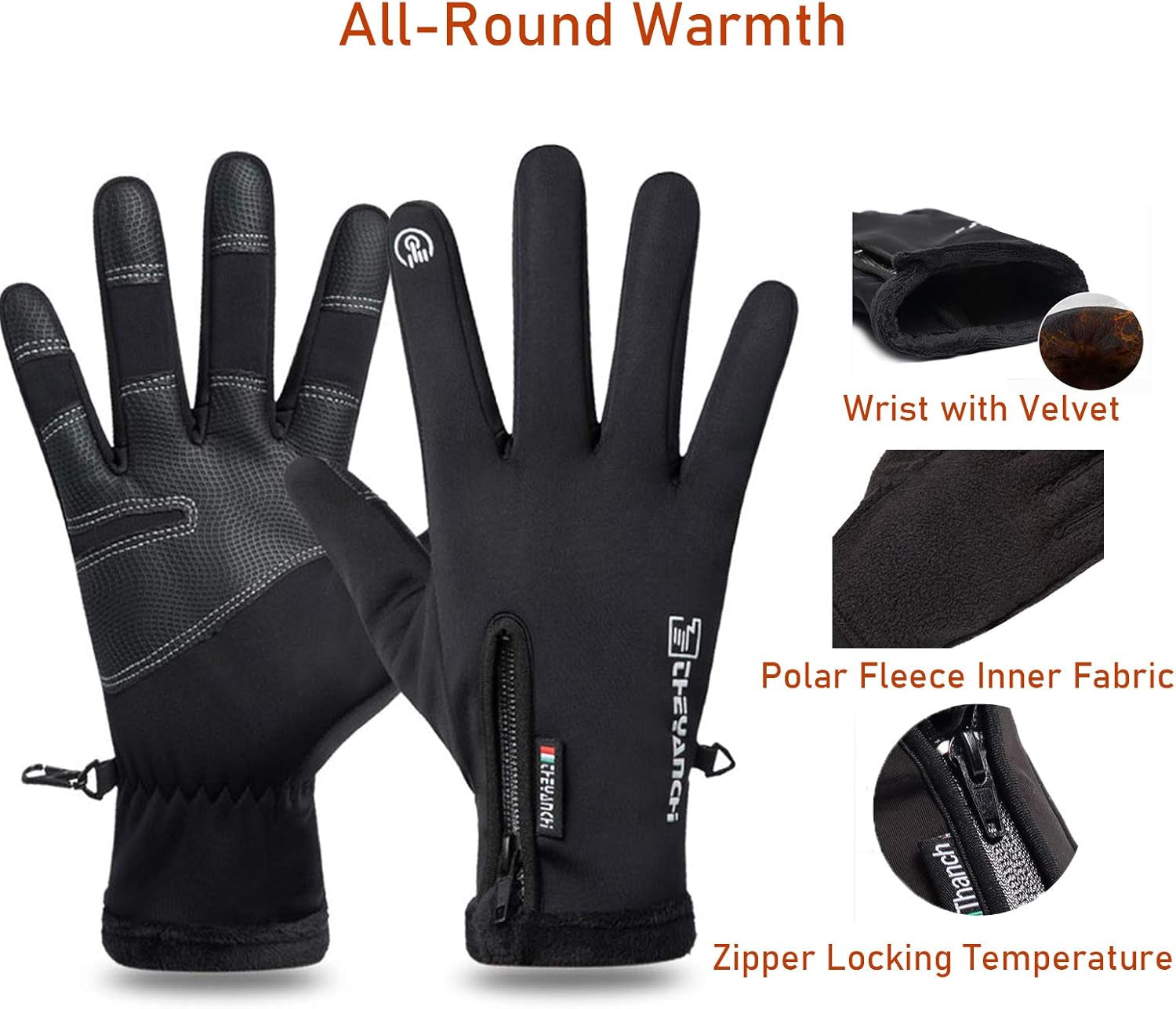 Winter Fishing Gloves for Men Women, Windproof, Water Repellent, Anti-Slip Workout Gloves, Touchscreen Cold Weather Driving Gloves for Motorcycle, Running, Cycling, Skiing, Hunting