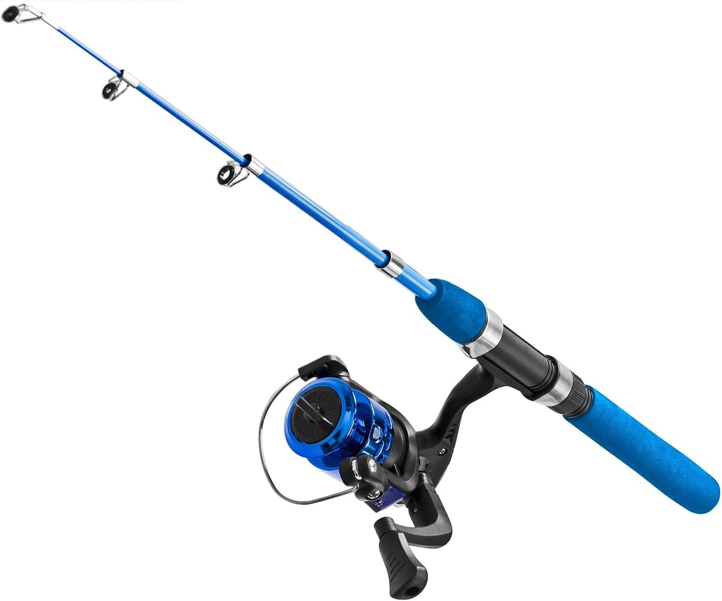 PLUSINNO Kids Fishing Pole,Light and Portable Telescopic Fishing Rod and Reel Combos for Youth Ice Fishing (Blue Handle with Bag, 150CM 59IN)