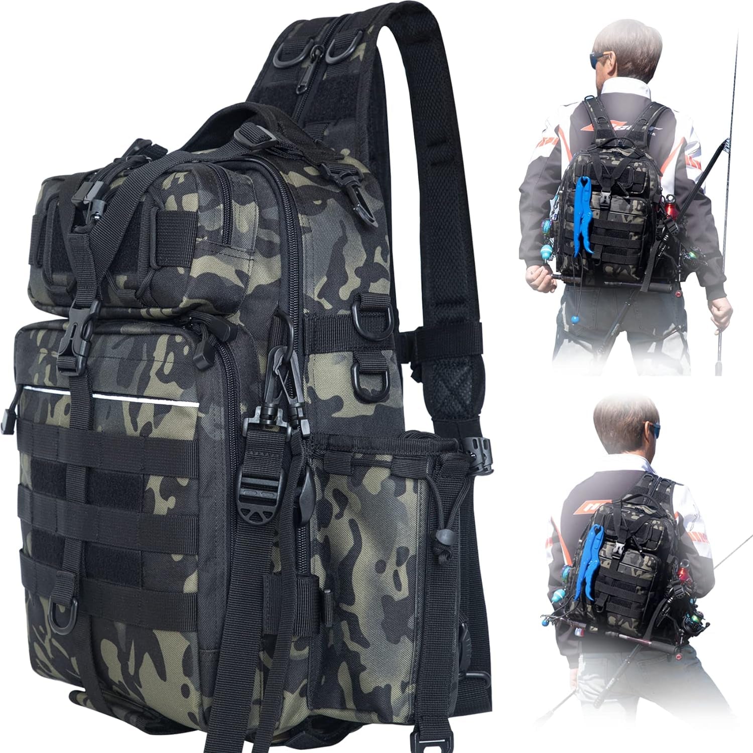 BLISSWILL Outdoor Tackle Bag - Large Water-Resistant Fishing Backpack