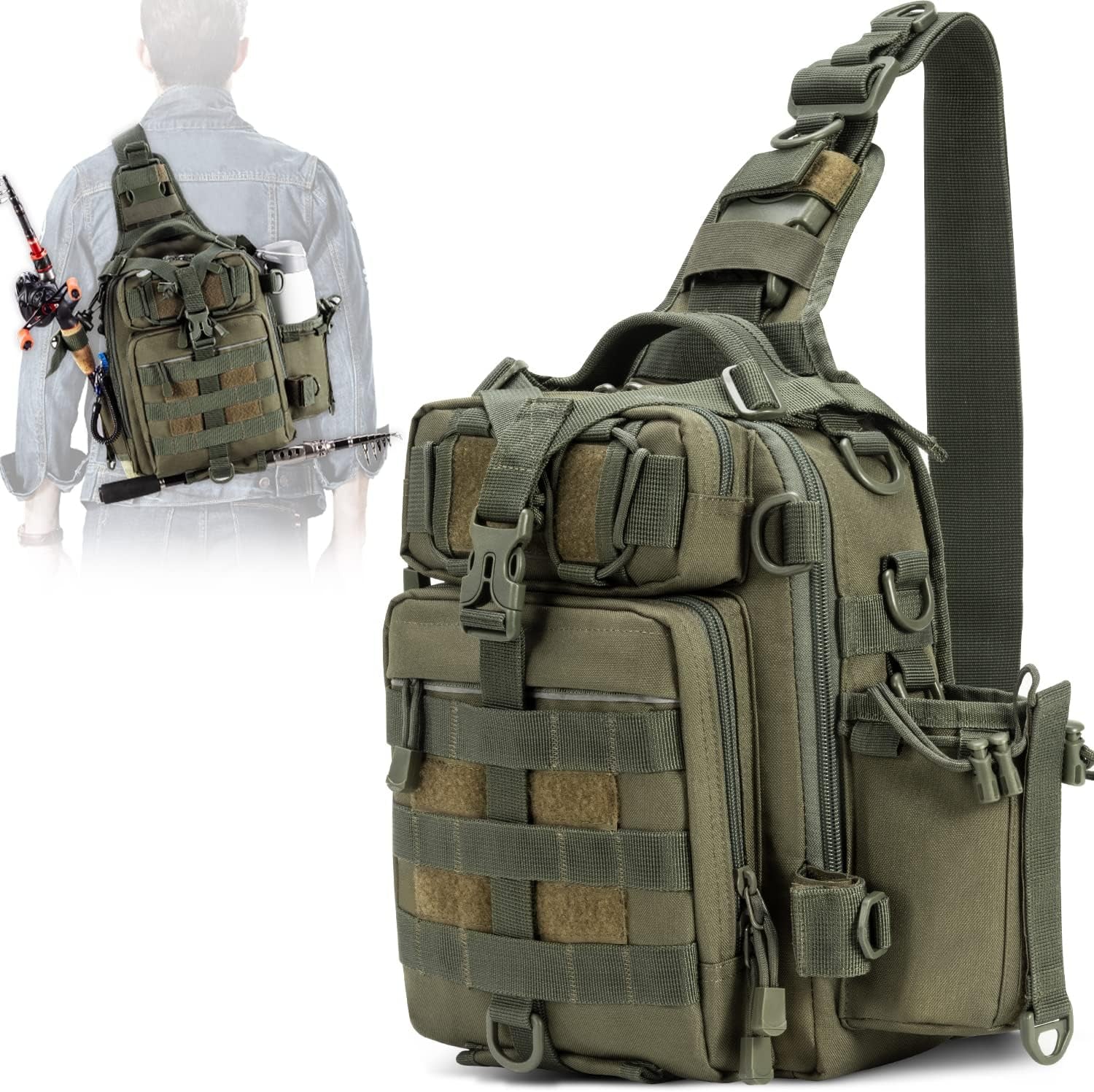 BLISSWILL Outdoor Tackle Bag - Large Water-Resistant Fishing Backpack