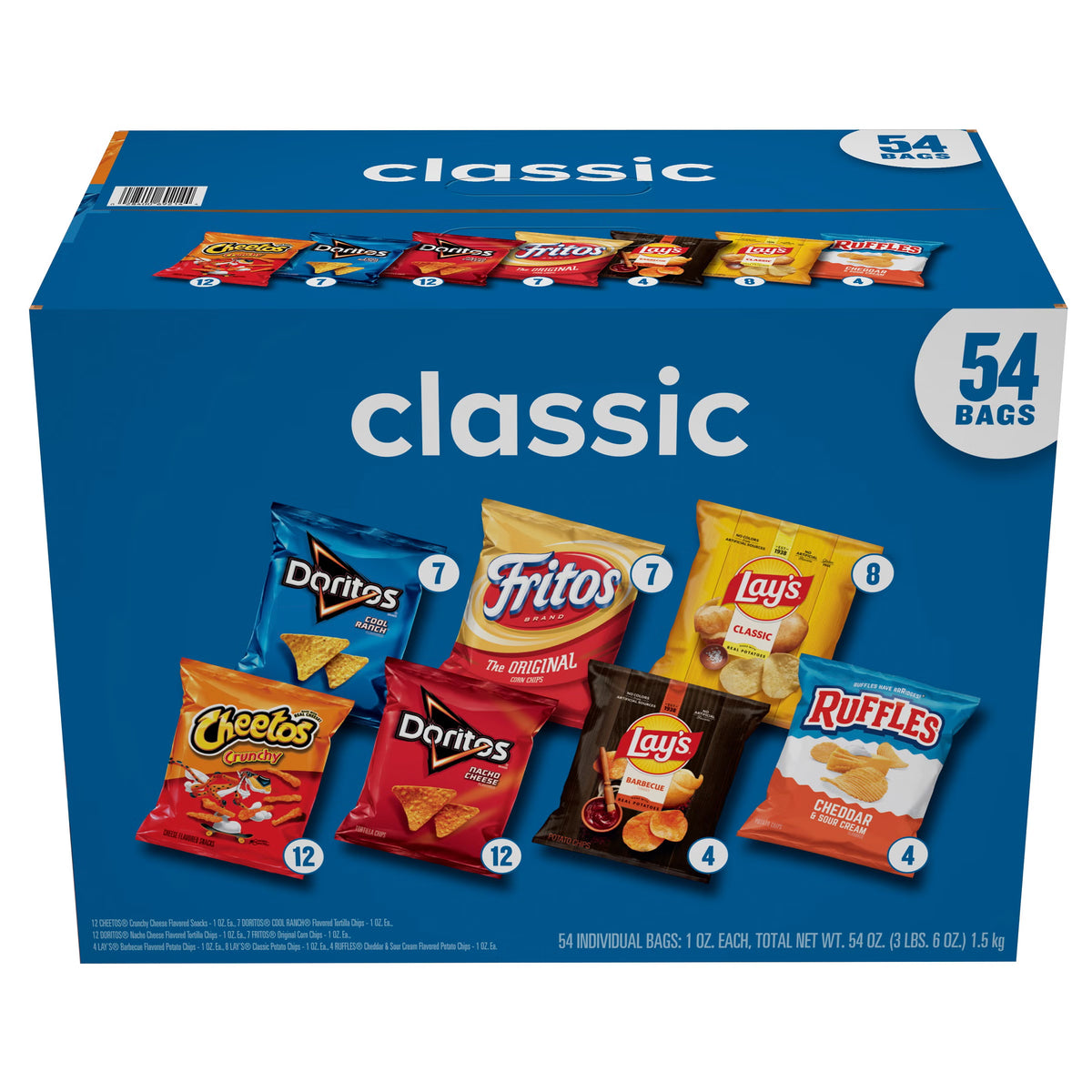 Frito Lay Classic Mix, 1 Oz, Variety Pack, 54-Count