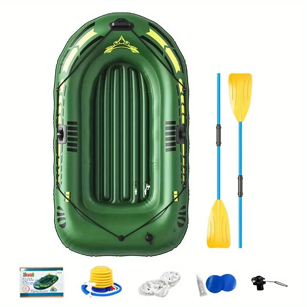 Portable Inflatable Boat Canoe Inflatable Fishing Kayak Rafting & Fishing Boats Raft with Oars Pump for Adult Outdoor Fishing, River and Lake Exploration, Sunbathing, Folding Kayak for Drifting, With