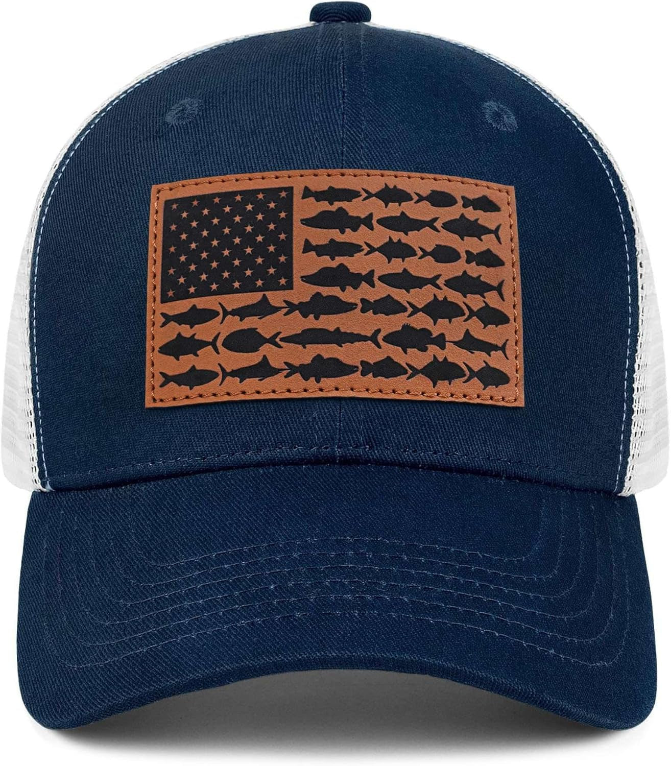 American Fish Flag Trucker Hats - Fishing Gifts for Men - Outdoor Snapback Fishing Hats Perfect for Camping and Daily Use