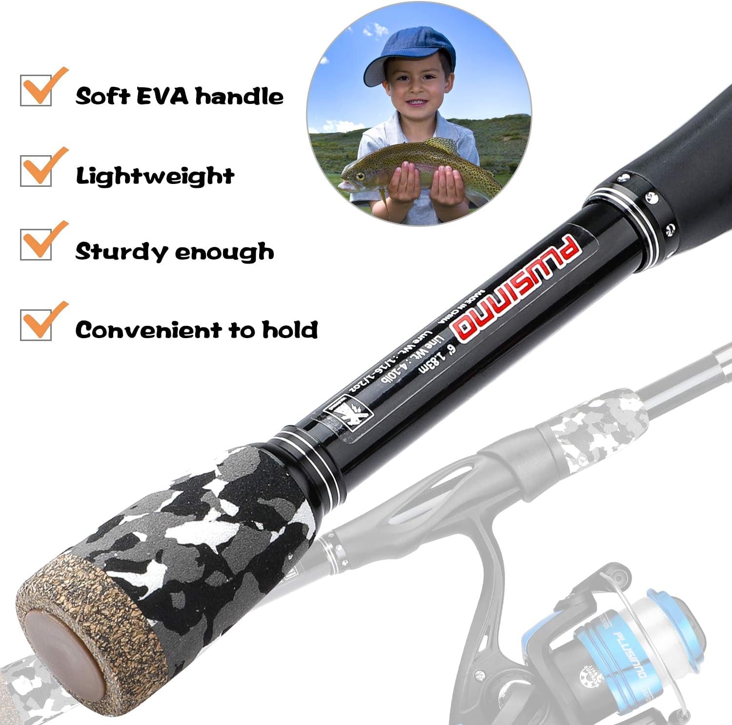 PLUSINNO Kids Fishing Pole, Portable Telescopic Fishing Rod and Reel Combo Kit - with Spinning Fishing Reel Tackle Box for Boys, Girls, Youth