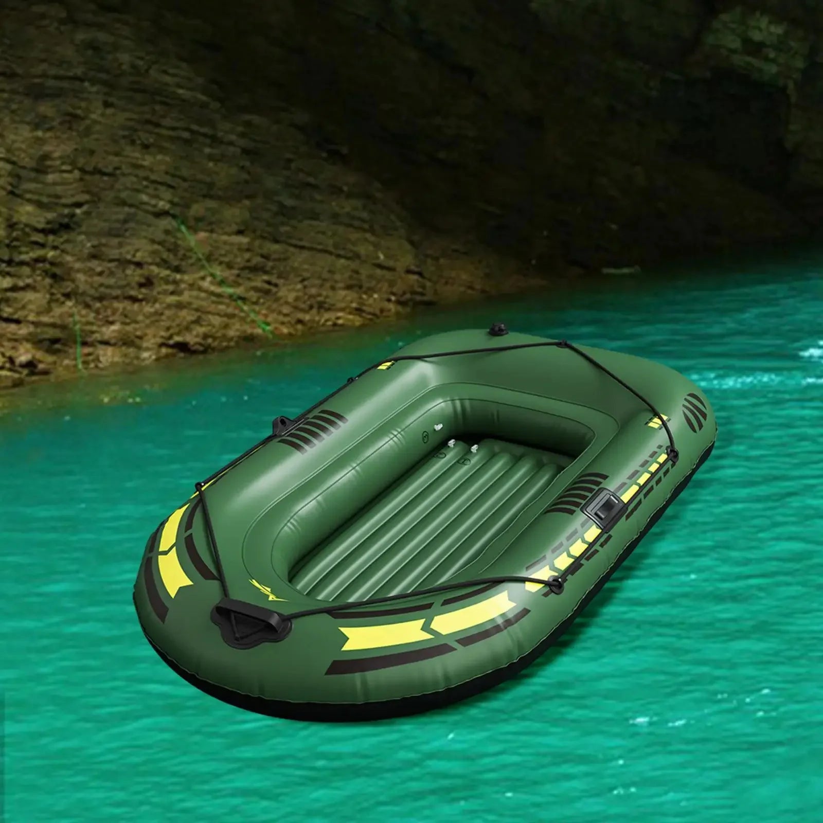 Portable Inflatable Boat Canoe Inflatable Fishing Kayak Rafting & Fishing Boats Raft with Oars Pump for Adult Outdoor Fishing, River and Lake Exploration, Sunbathing, Folding Kayak for Drifting, With
