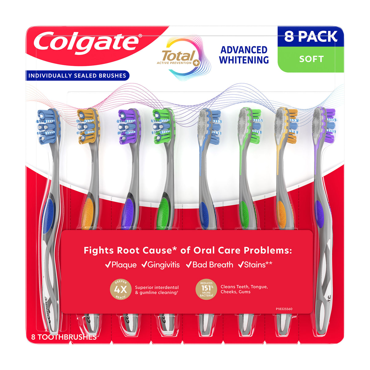 Colgate Total Advanced Whitening Toothbrush, 8-Pack