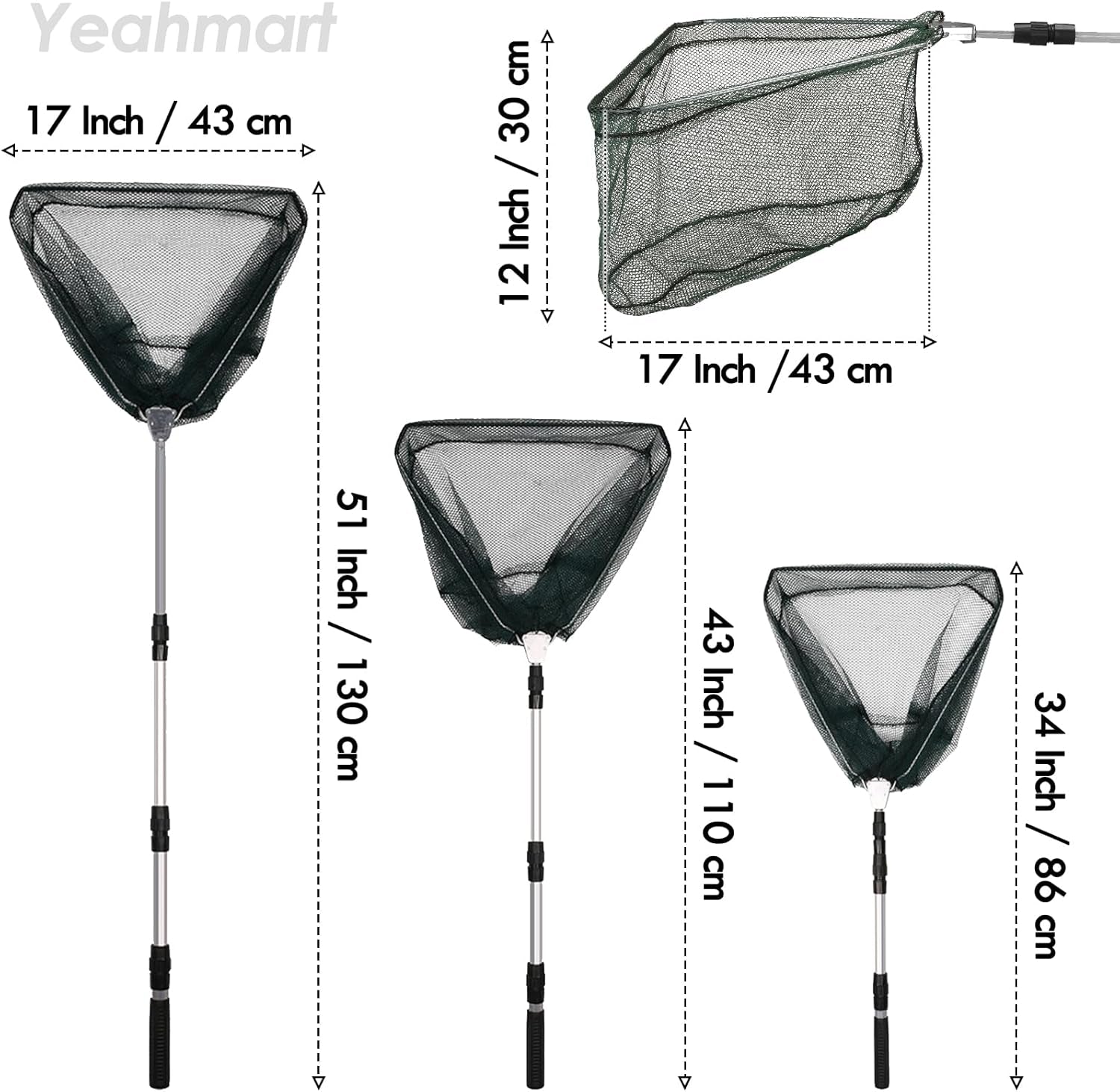 Fishing Net Minnow Nets with Aluminum Collapsible Telescopic Fishing Pole Handle