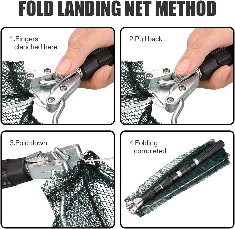 Fishing Net Minnow Nets with Aluminum Collapsible Telescopic Fishing Pole Handle