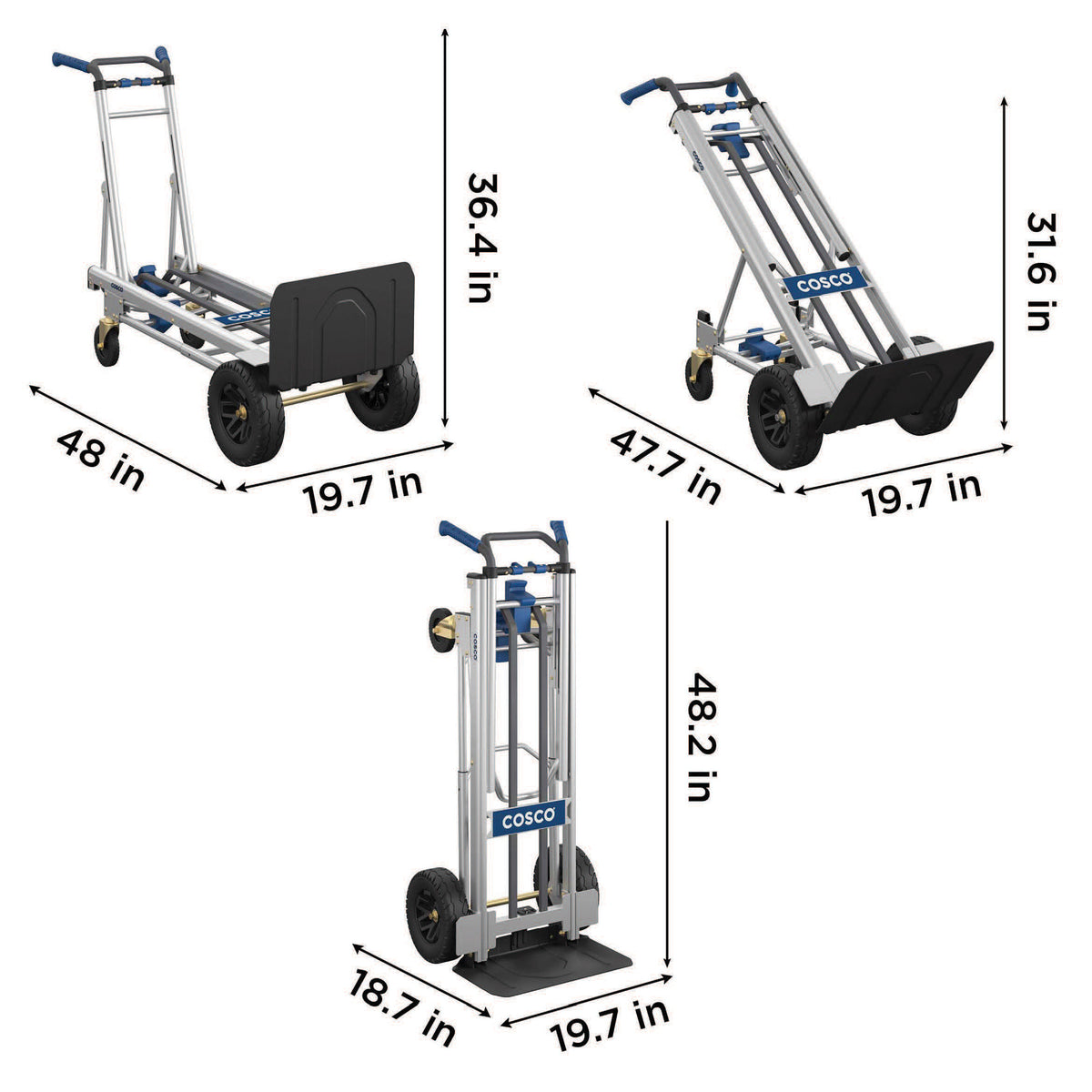 COSCO 5-In-1 Convertible Hand Truck with 3 Position Extendable Handle
