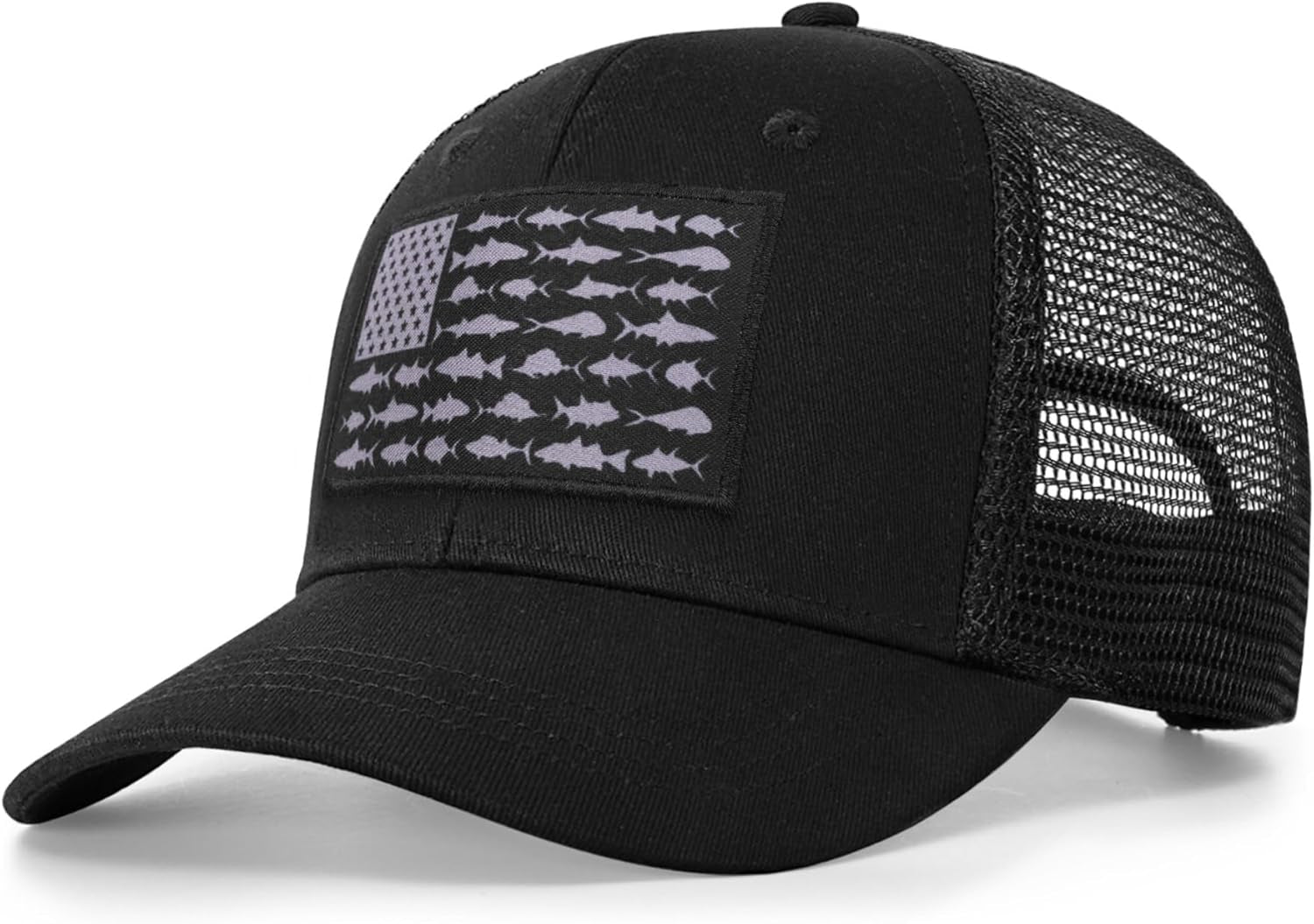 American Fish Flag Trucker Hats - Fishing Gifts for Men - Outdoor Snapback Fishing Hats Perfect for Camping and Daily Use