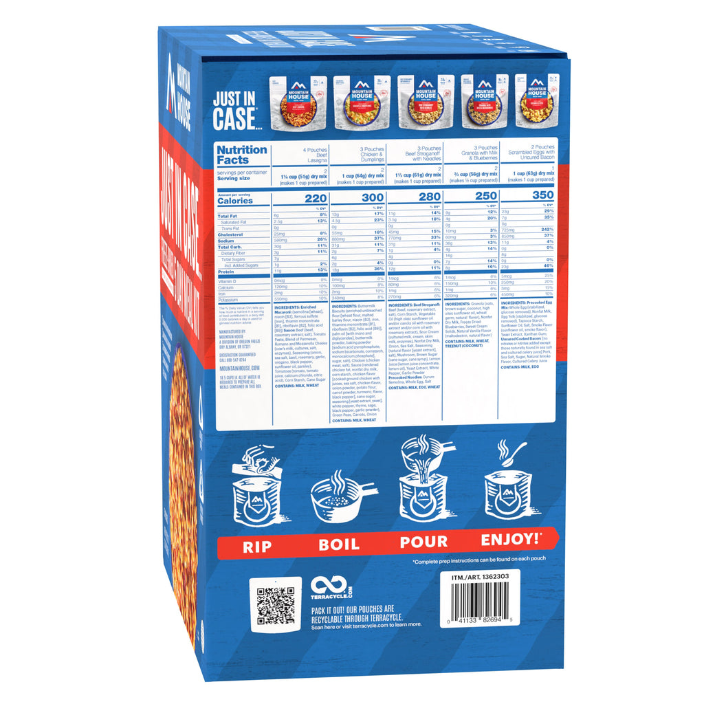 Mountain House Emergency Meal Kit 15-Pouch Assortment (28 Total Servings)