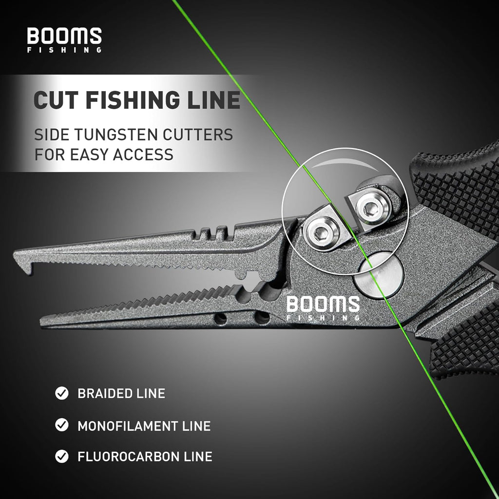 Booms Fishing F07 Pliers Hook Remover, Split Ring Pliers Stainless Steel, Saltwater Tools with Lanyard and Sheath, Gift for Men