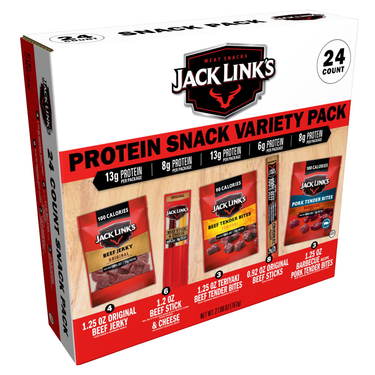 Jack Link'S Protein Snack Box, Variety Pack, 24-Count
