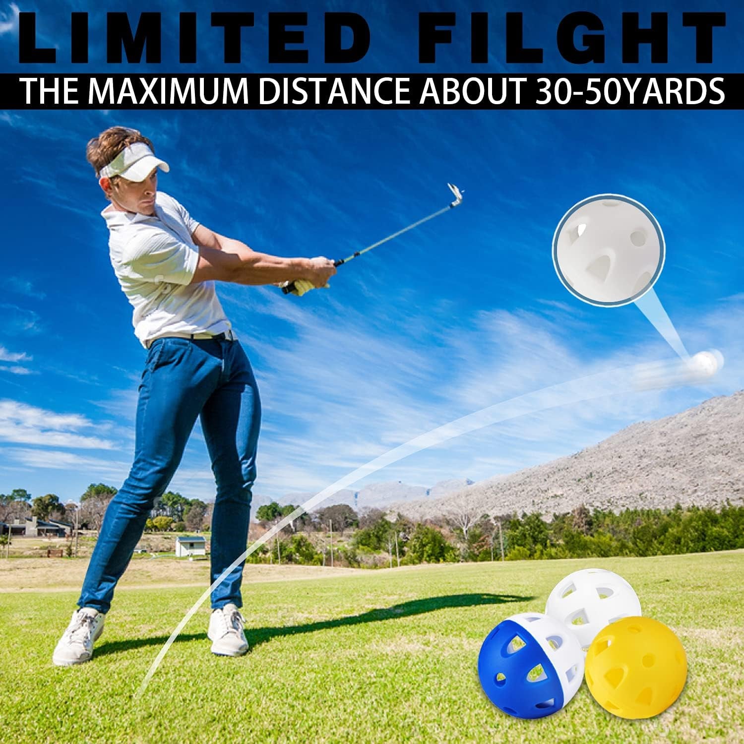 CHAMPKEY Limited Flight Practice Golf Balls | True Hitting Feeling and Side Spin Golf Training Balls