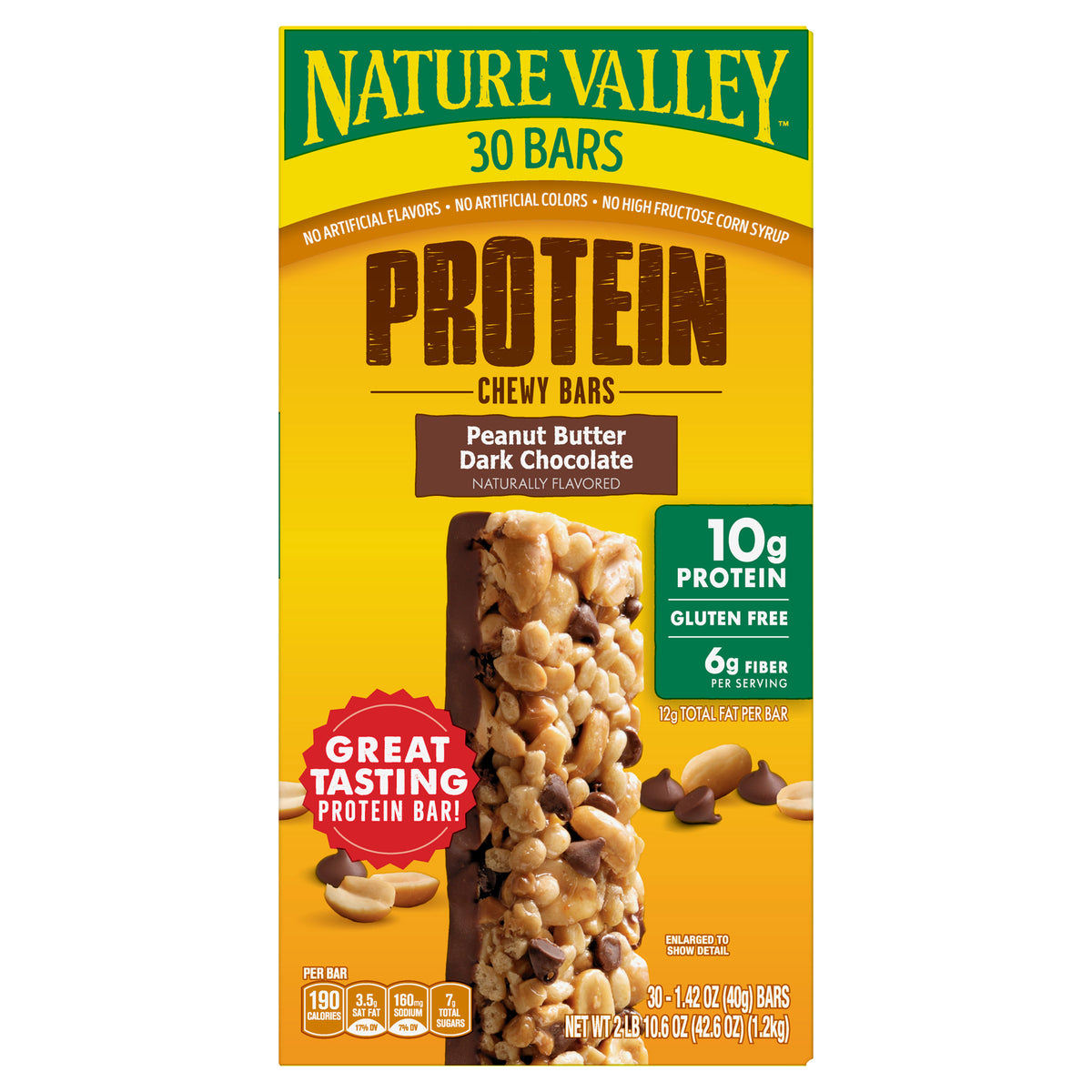 Nature Valley Protein Bar, Peanut Butter Dark Chocolate, 1.42 Oz, 30-Count