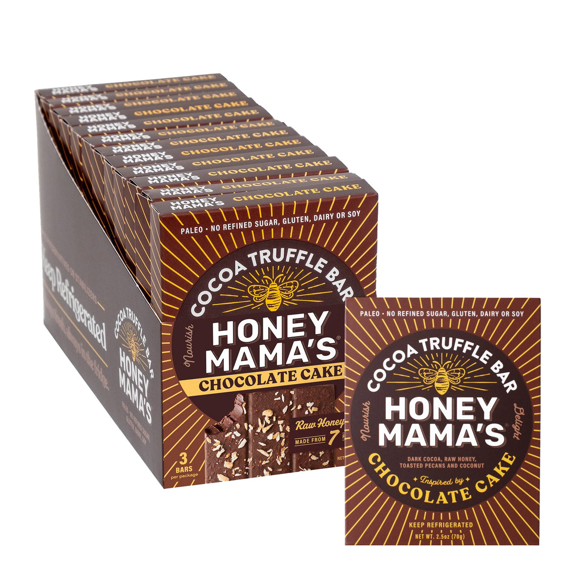 Honey Mama'S Cocoa Truffle Bars, 2.5 Oz, Chocolate Cake 12-Ct