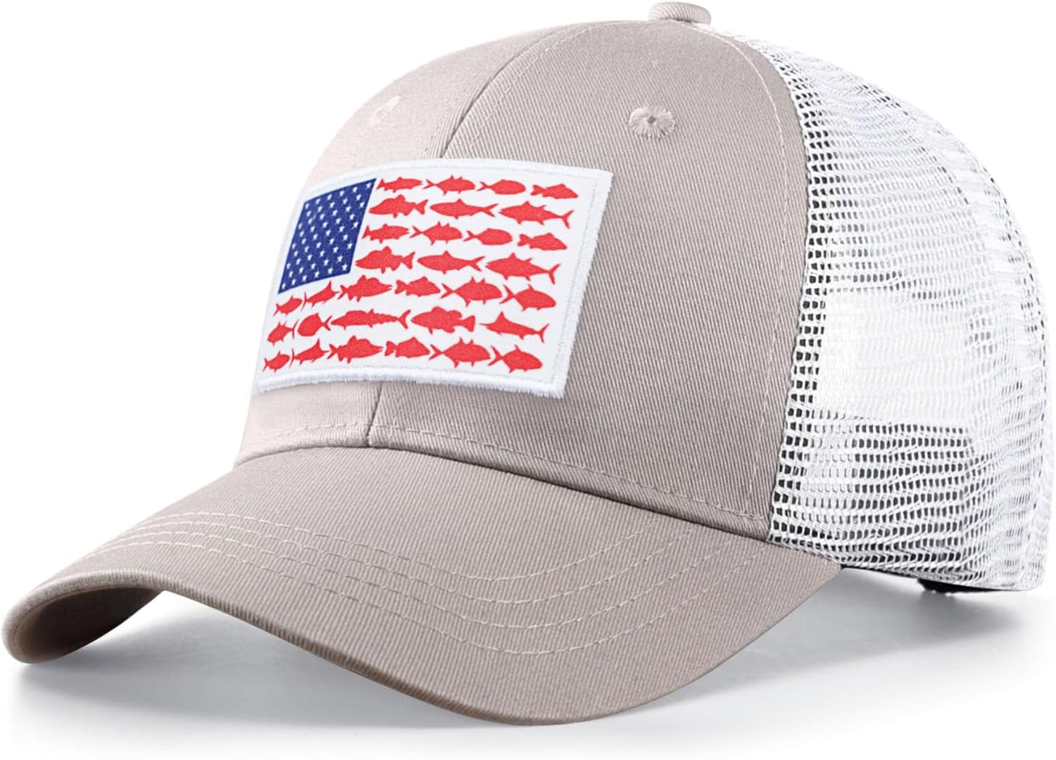 American Fish Flag Trucker Hats - Fishing Gifts for Men - Outdoor Snapback Fishing Hats Perfect for Camping and Daily Use