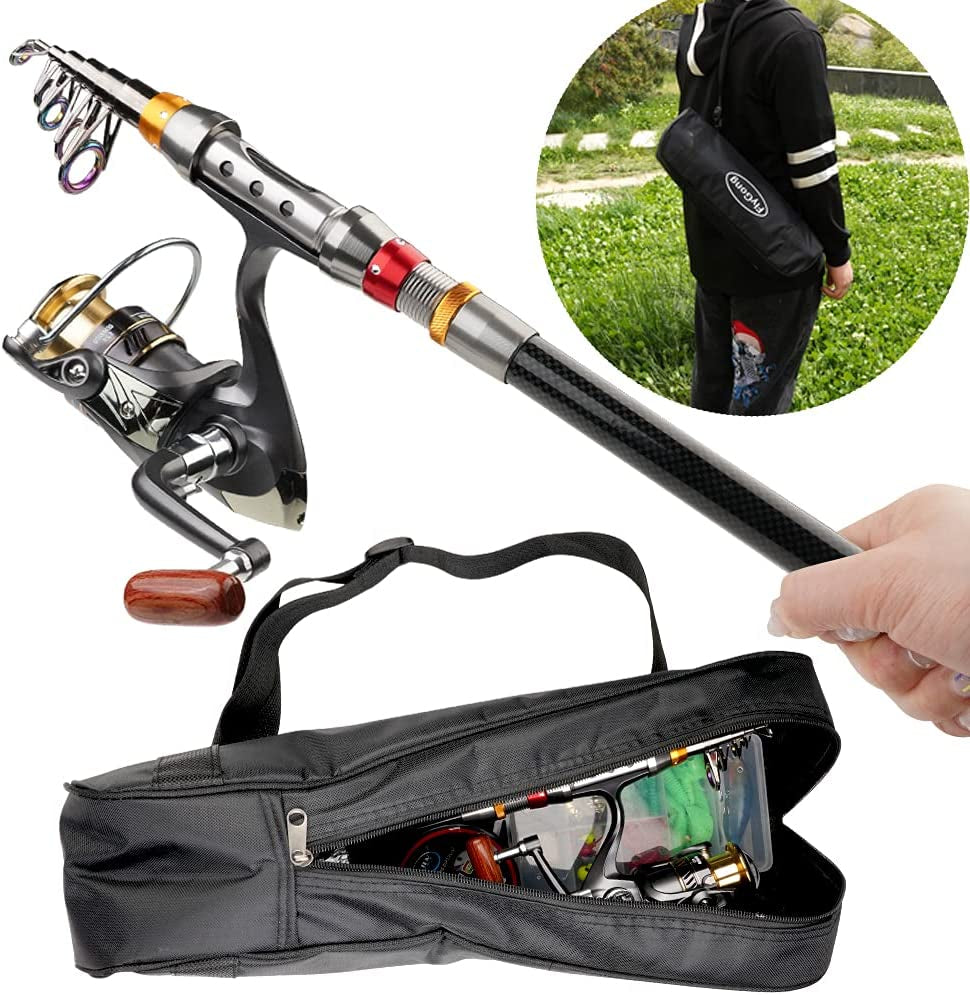 Flygong Fishing Rod Spinning Reel Combo Set Comfortable Grip Long Cast Glass Telescopic Fishing Pole Freshwater Saltwater Fishing Tools