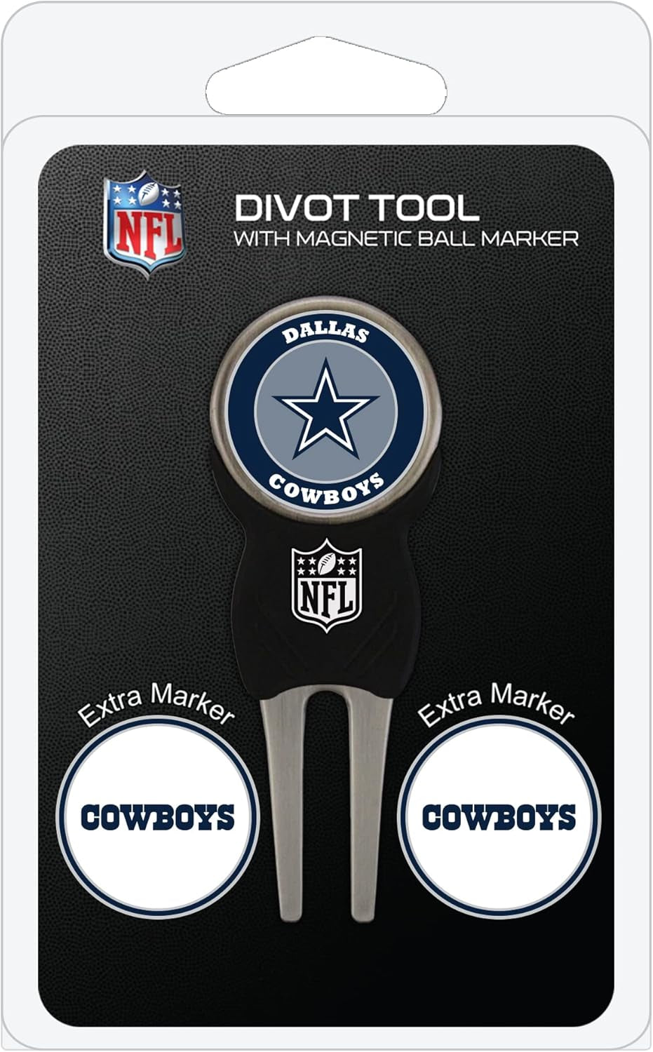 Team Golf NFL Divot Tool with 3 Golf Ball Markers Pack, Markers Are Removable Magnetic Double-Sided Enamel