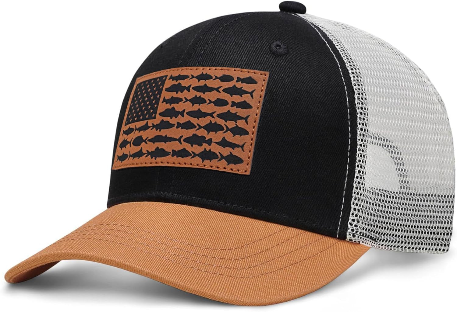 American Fish Flag Trucker Hats - Fishing Gifts for Men - Outdoor Snapback Fishing Hats Perfect for Camping and Daily Use
