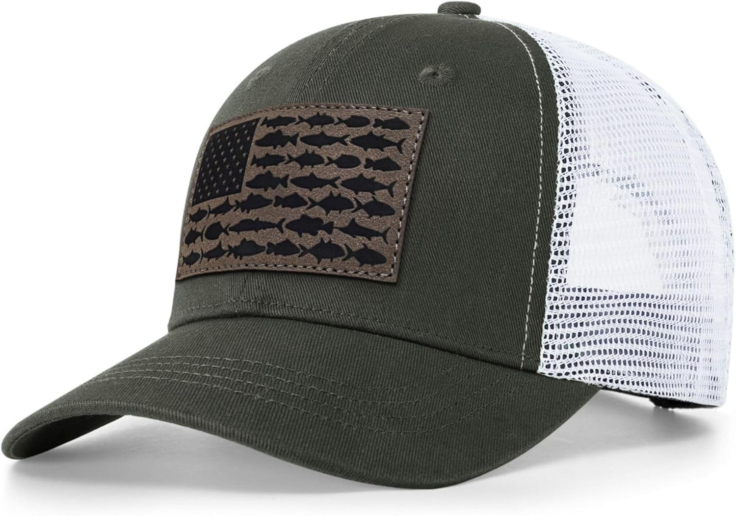 American Fish Flag Trucker Hats - Fishing Gifts for Men - Outdoor Snapback Fishing Hats Perfect for Camping and Daily Use