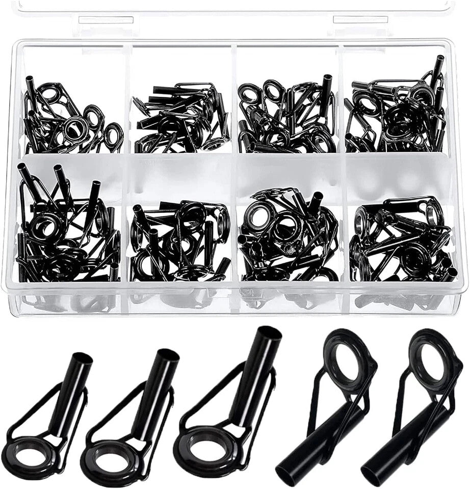 50 Pieces Fishing Rod Tip Repair Kit Tips Replacement 50 Pcs, Black