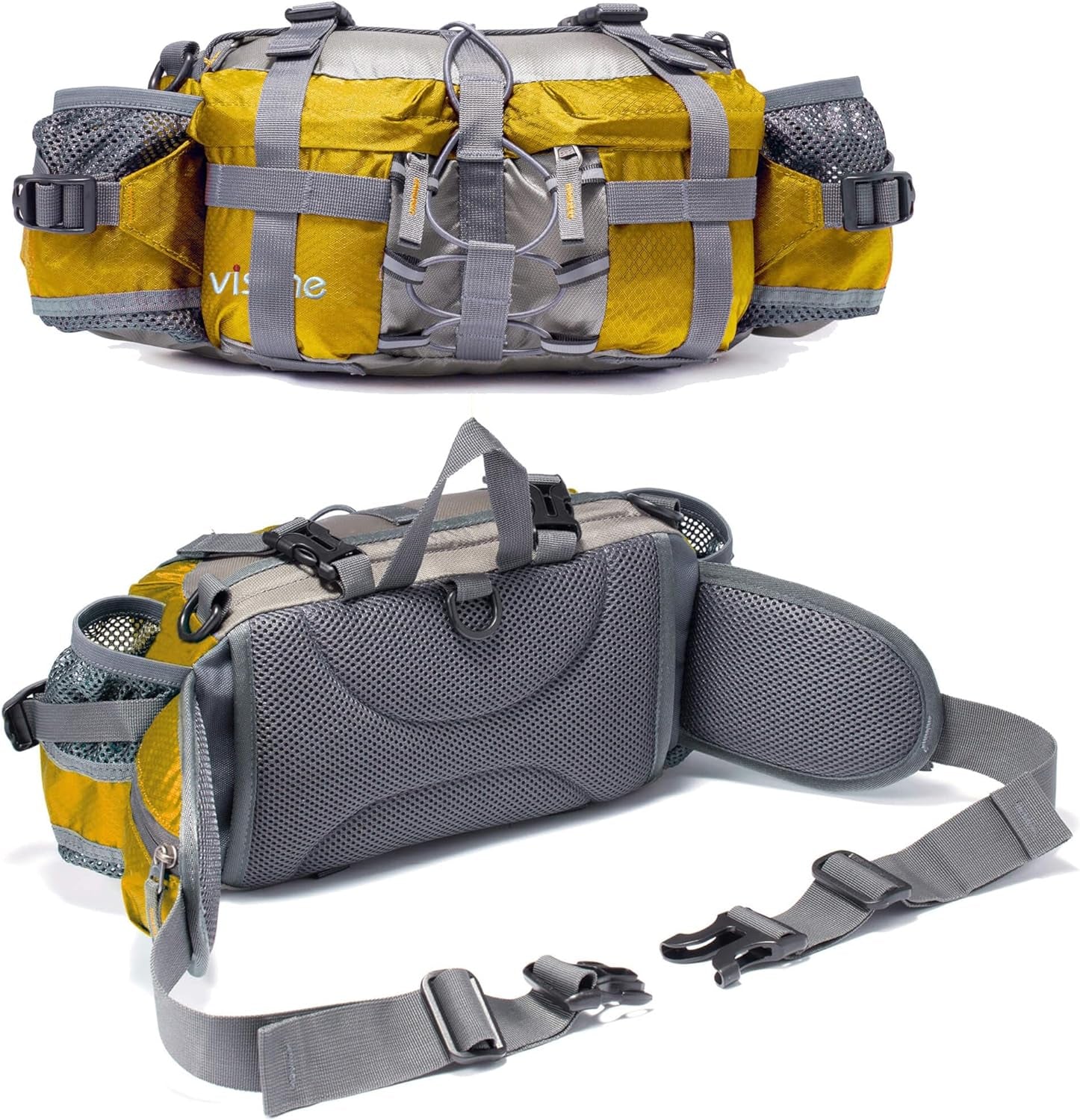 VISCNE Outdoor Fanny Pack Hiking Fishing Waist Bag 2 Water Bottle Holder Lumbar Pack